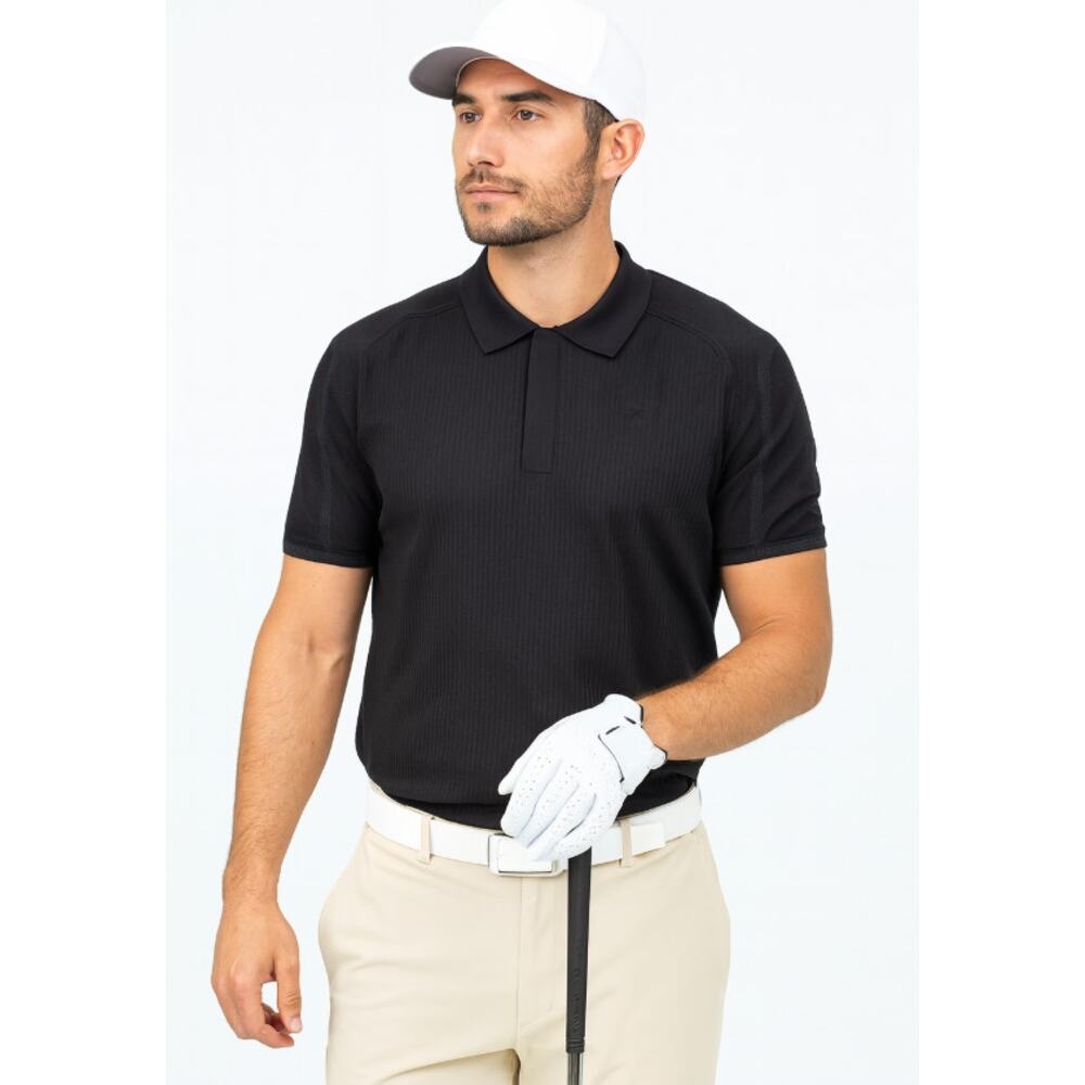 PXG Nick Jonas Hybrid Polo Shirt Mens Sz Large Black Knit Golf Black Performance